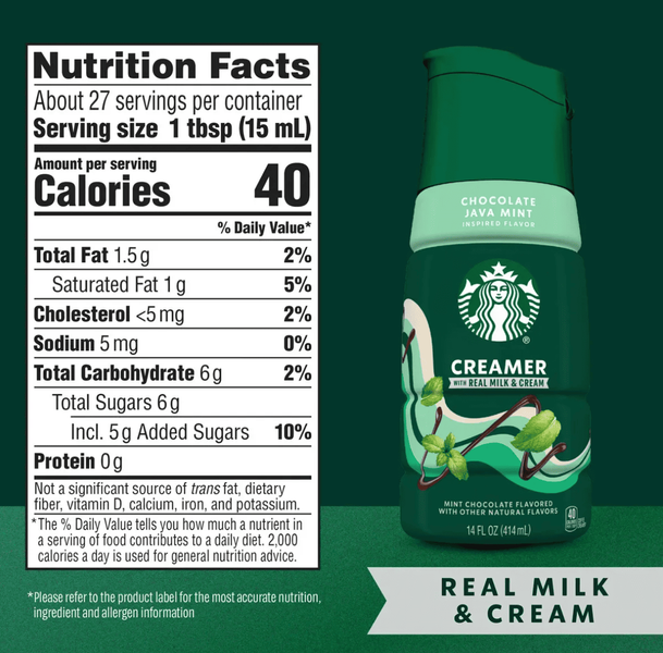 Сливки для кофе Starbucks Chocolate Java Mint Coffee Creamer 414мл 10210 фото