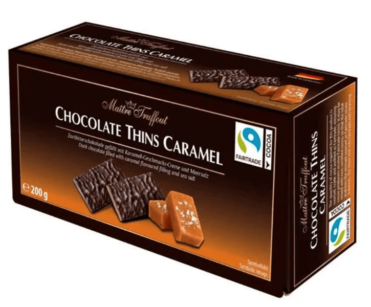 Шоколадні цукерки Maitre Truffout Chocolate Thins Caramel 200г 11154 фото