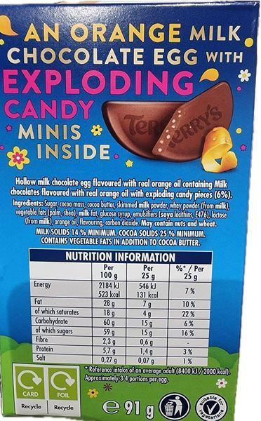Великоднє шоколадне яйце з сюрпризом Terry&rsquo;s Chocolate Orange Small Easter Egg 91г 8441 фото