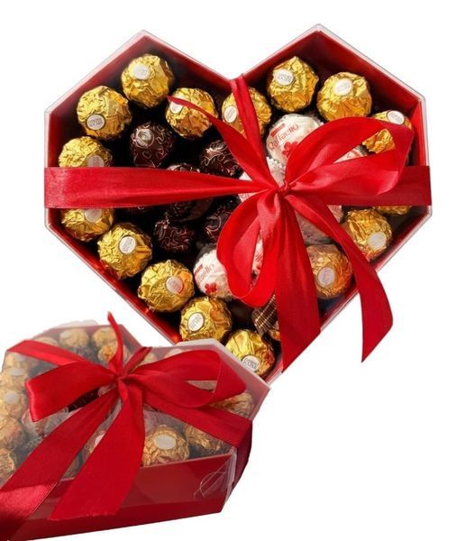 Подарочный набор Ferrero Rocher & Raffaello в коробке-сердце 58 шт 10988 фото