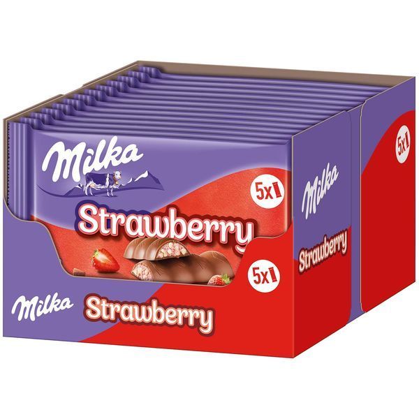 Шоколадные батончики Milka Erdbeer Riegel Strawberry 5 х 36.5г 7722 фото