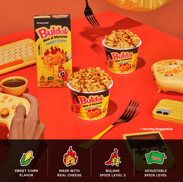Макароны Samyang Buldak Sweet Corn Mac & Cheese 4шт х 58г 11702 фото