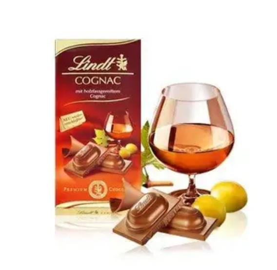 Молочний шоколад з коньяком Lindt Cognac Premium Chocolate 100г 7839 фото