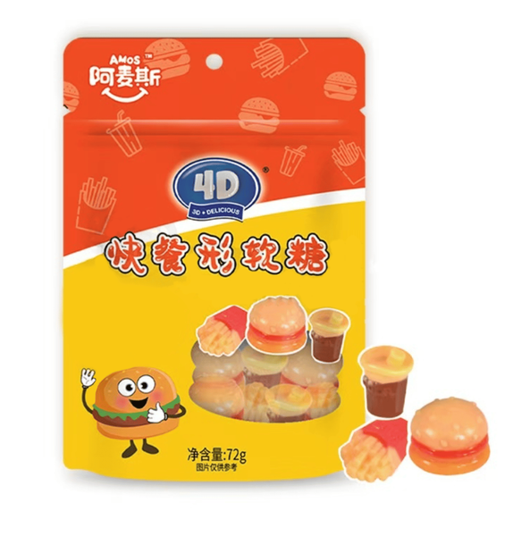 Желейные конфеты Amos 4D Fast Food Assorted Flavor 72г 11056 фото