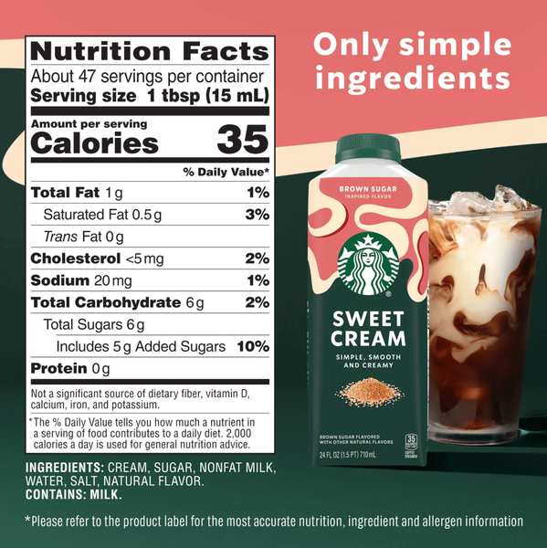 Вершки Starbucks Brown Sugar Flavored Sweet Cream Creamer 710мл 10804 фото