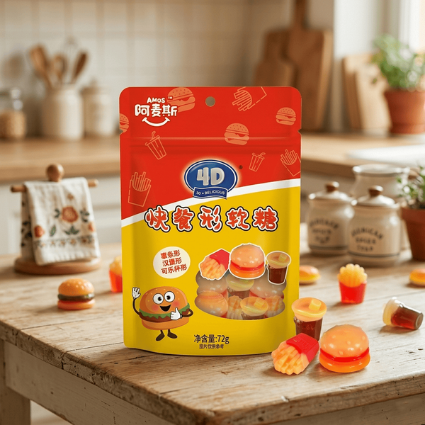 Желейные конфеты Amos 4D Fast Food Assorted Flavor 72г 11056 фото