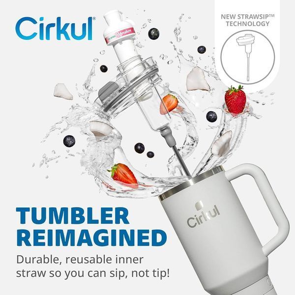 Термокружка с ручкой Cirkul All-Day StrawSip из нержавеющей стали Серая 1183 мл 7357 фото