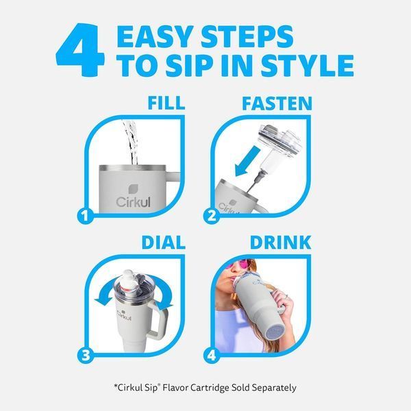 Термокружка с ручкой Cirkul All-Day StrawSip из нержавеющей стали Серая 1183 мл 7357 фото