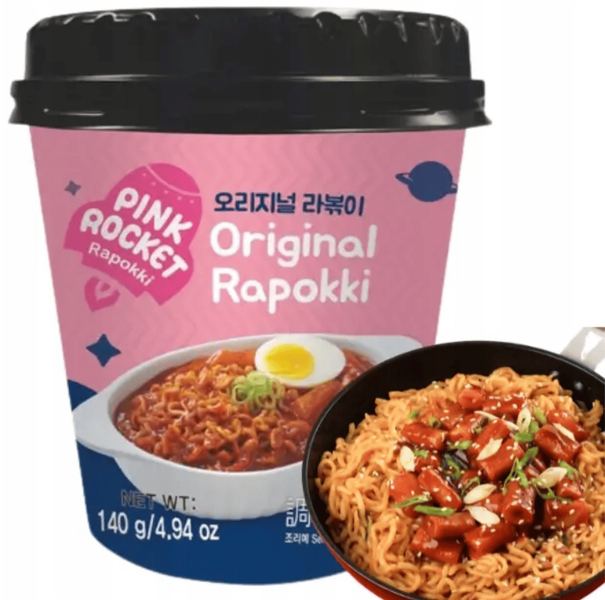 Корейські рапоккі Pink Rocket Original Rapokki Noodle з класичним корейським соусом 140г 8874 фото