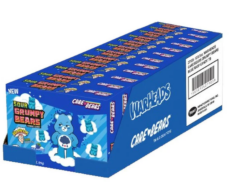 Кислые желейные мишки Warheads Care Bears Sour Grumpy Bears Blue Raspberry 99г 8167 фото