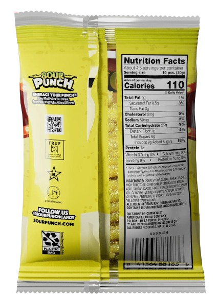 Жувальні цукерки Sour Punch Bites Banana Roulette Peg Bag 140г 8608 фото