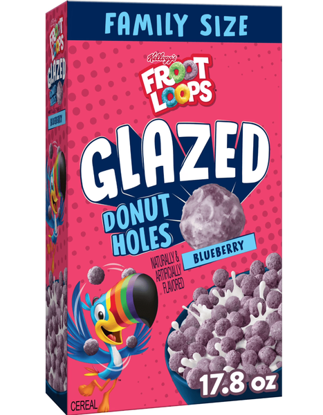 Сухой завтрак Kellogg's Froot Loops Glazed Donut Holes Blueberry Cereal 504г 11428 фото