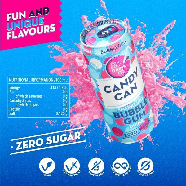 Напиток Candy Can Sparkling Bubblegum Zero Sugar 330мл 6701 фото