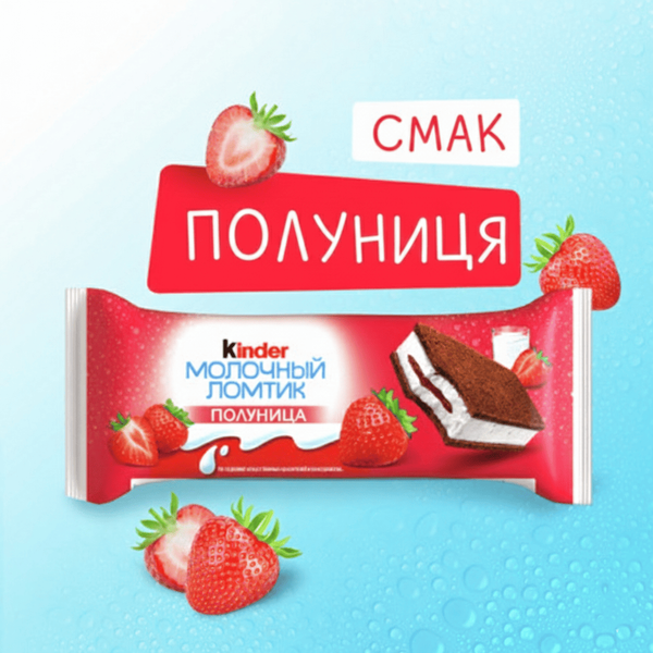 Бісквітні тістечка Kinder Milch-Schnitte Erdbeere 10 шт &times; 28г 10505 фото
