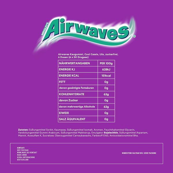 Жевательная резинка Airwaves Cool Cassis Черная Смородина и Ментол 56г 9125 фото