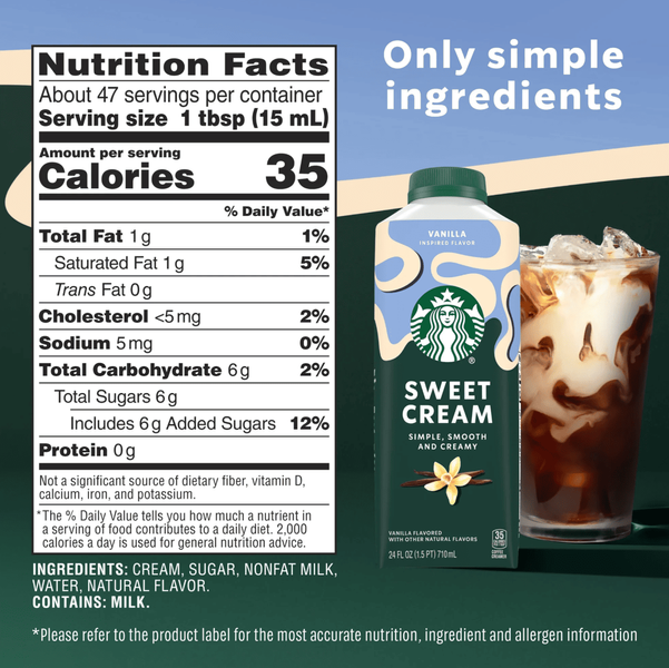 Сливки Starbucks Vanilla Flavored Sweet Cream Creamer 710мл 10805 фото