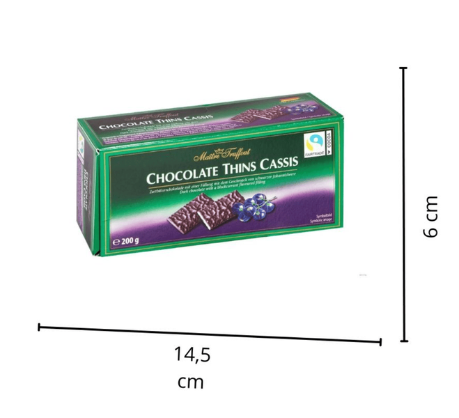 Шоколадні цукерки Maitre Truffout Chocolate Thins Cassis 200г 11156 фото