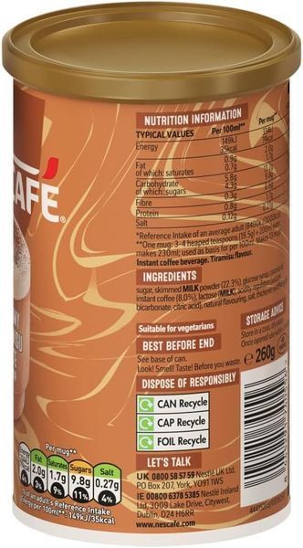 Растворимый кофе Nescafe Dessert Edition Creamy Tiramisu Latte 260г 10908 фото
