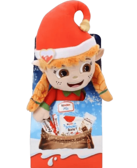 Новогодний набор сладостей с мягкой игрушкой Девочка Эльф Kinder Maxi Mix 133г 7641 фото