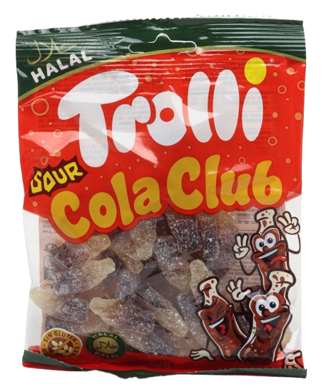 Кислі жувальні цукерки Trolli Cola Club sour Halal зі смаком Кока Коли 100 г  7592 фото