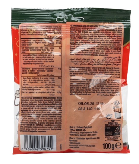 Кислі жувальні цукерки Trolli Cola Club sour Halal зі смаком Кока Коли 100 г  7592 фото