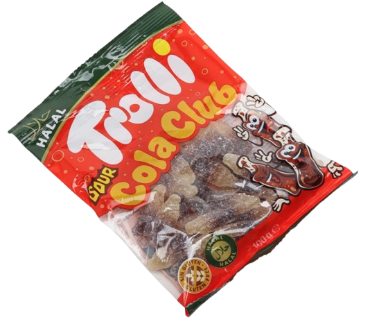Кислі жувальні цукерки Trolli Cola Club sour Halal зі смаком Кока Коли 100 г  7592 фото