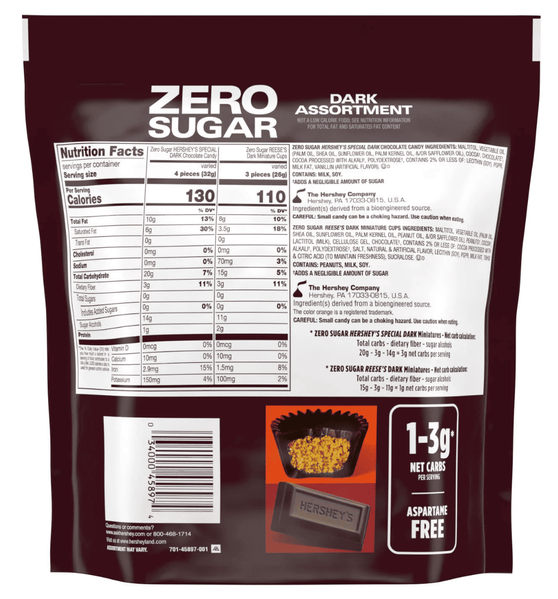 Мікс шоколадних цукерок Hershey's And Reese's Zero Sugar Assorted Dark Chocolate Candy 439г 10312 фото