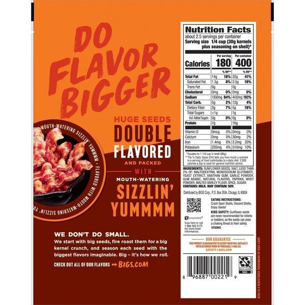 Семечки BIGS Sizzlin' Bacon, 150 г 6350 фото