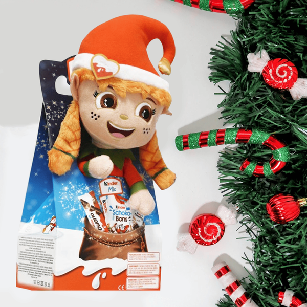 Новогодний набор сладостей с мягкой игрушкой Девочка Эльф Kinder Maxi Mix 133г 7641 фото