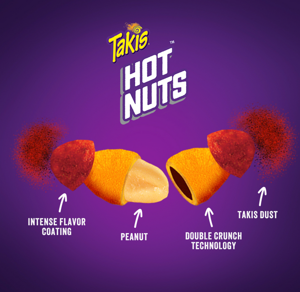 Горіхи Takis Hot Nuts Flare Double Crunch Peanuts з чилі та лаймом 91г 8776 фото