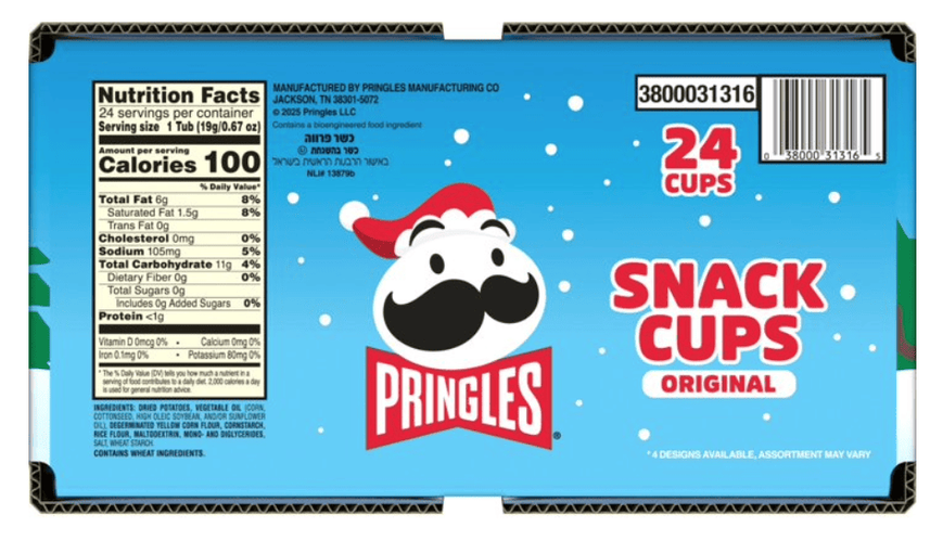 Набор чипсов Pringles Original Potato Crisps Holiday Snacks 24 шт х 19г 9913 фото