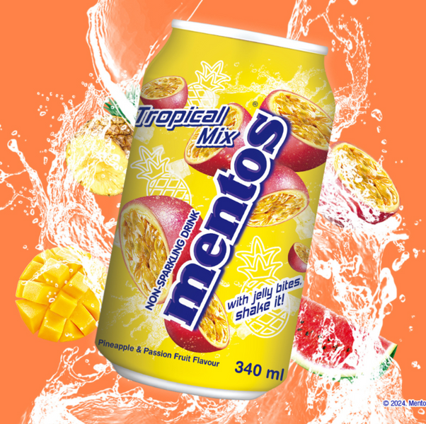 Негазований напій Mentos Drink Tropical Mix зі шматочками желе 340мл 8828 фото