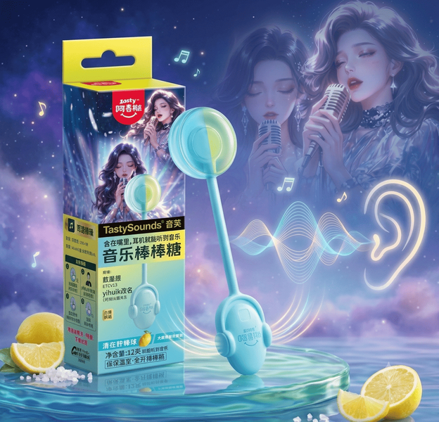 Леденец Amos Tasty Sounds Audio Lollipop Sea Salt Lemon Flavor 12г 11629 фото
