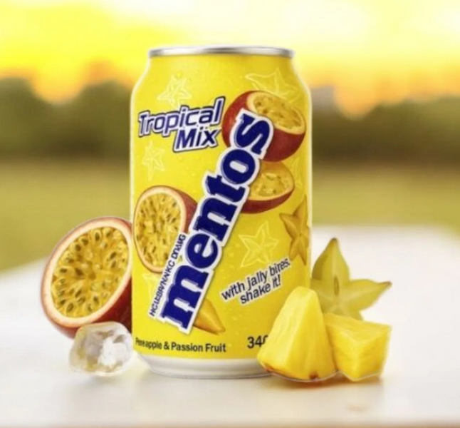 Негазований напій Mentos Drink Tropical Mix зі шматочками желе 340мл 8828 фото