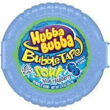 Жвачка Hubba Bubba Blue Raspberry Bubble Tape Sour Блок 12х56 g 4436 фото