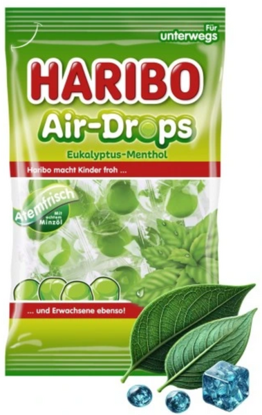 Жевательные конфеты Haribo Air-Drops Eucalyptus-Menthol 100г 8121 фото