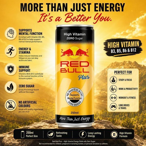 Энергетический напиток Red Bull Zero Sugar Plus High Vitamin 250мл 11482 фото