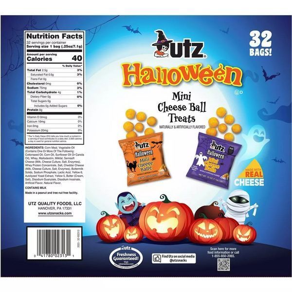 Сырные шарики Utz Halloween Mini Cheese Ball Treats 2 шт 5729 фото