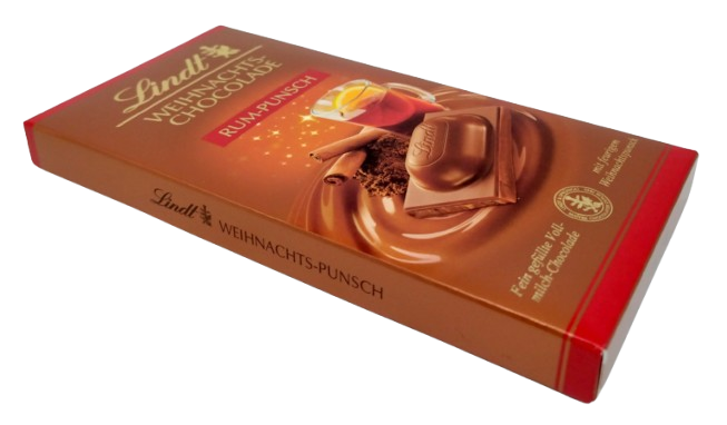 Молочний шоколад із ромовим пуншем Lindt Weihnachts-Chocolade Rum-Punsch 100г 7844 фото