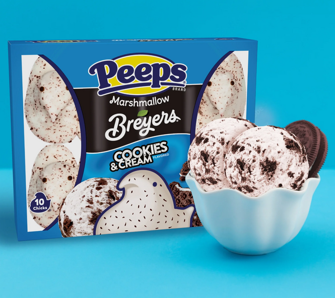 Маршмеллоу Peeps Breyers Cookies and Cream Flavored Marshmallow Chicks 10шт, 85г 8463 фото