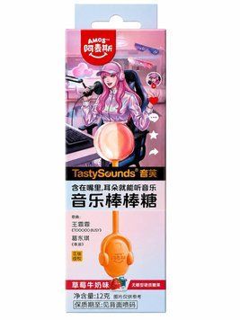 Леденец Amos Tasty Sounds Audio Lollipop Strawberry Milk Flavor 12г 11631 фото