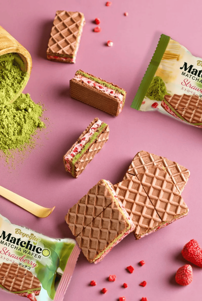 Вафлі Beyoglu Matchico Matcha Wafer Strawberry Cream 32г 10410 фото