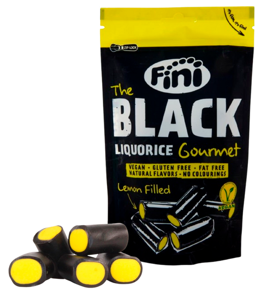 Лакричні цукерки Fini Black Liquorice Gourmet з лимоном 180г 8414 фото