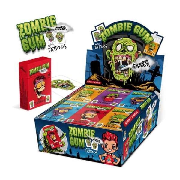 Жувальні гумки Zombie Gum Bubble Wit Tattoos Gumy Owocowe Z Efektem Dymu 10шт 35г 7497 фото