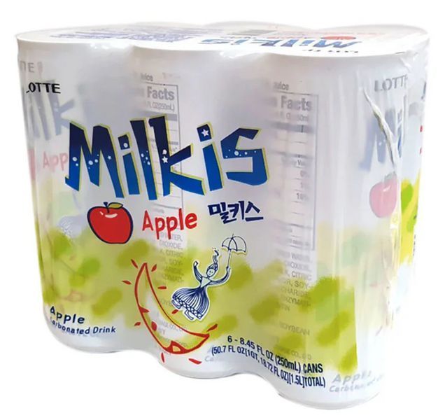Молочный газированный напиток Lotte Milkis со вкусом яблока 250 мл 7263 фото