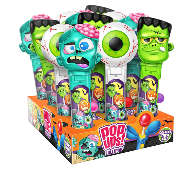 Держатель с леденцом Pop Ups Monster Halloween Frankenstein Lollipop 1шт 9481 фото