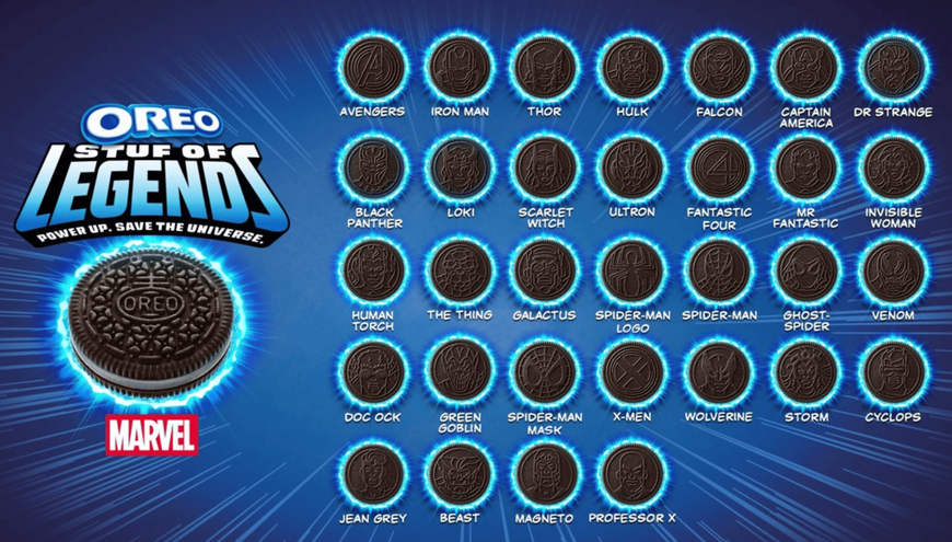 Печенье Oreo Marvel Stuf Of Legends Special Edition 1шт, 29г 11012 фото
