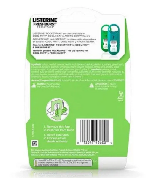 М'які смужки Listerine PocketPaks Breath Strips FreshBurst 72шт 2575 фото