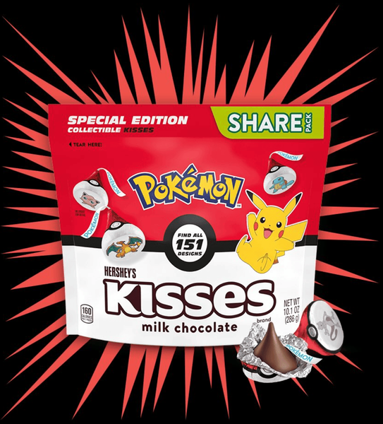 Шоколадні цукерки Hershey's Kisses Milk Chocolate Pokemon 151 Candy 286г 9968 фото