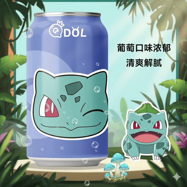Газированный напиток Qdol Pokemon Grape Bulbasaur 330мл 6136 фото